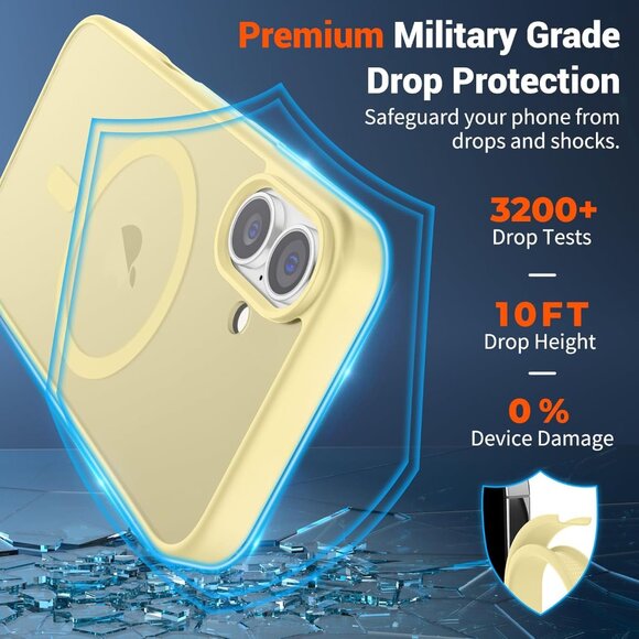 Buttercream Yellow I-phone 17 Pro Max Case Compatible Mag Safe Matte Shockproof - Picture 3 of 7